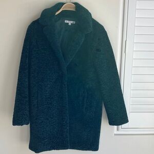 THE CASHMERE PROJECT Faux Fur Teddy Mid Length Coat Emerald Green Women’s Size S